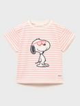Mango Kids' Snoopy Stripe Cotton T-Shirt, Bright Red