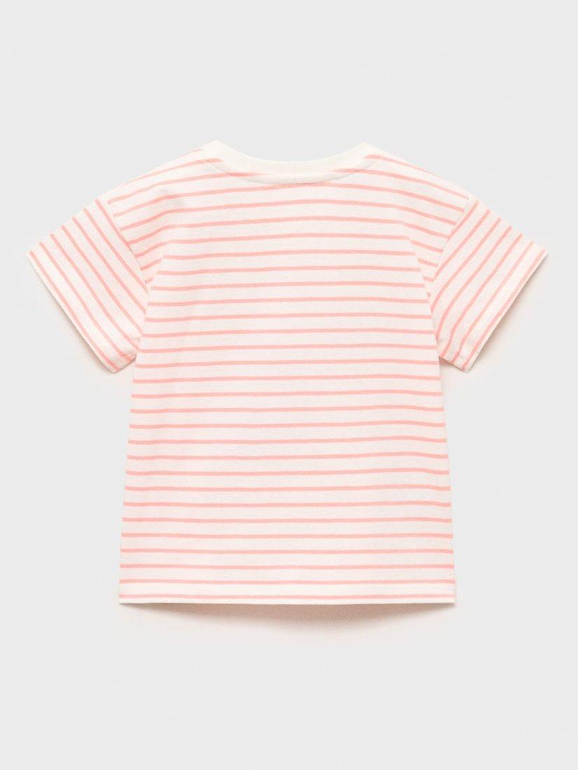 Product image 2 of 3, which shows Mango Kids' Snoopy Stripe Cotton T-Shirt, Bright Red, 18-24 months