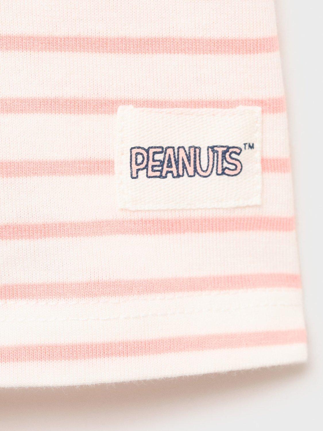 Product image 3 of 3, which shows Mango Kids' Snoopy Stripe Cotton T-Shirt, Bright Red, 18-24 months