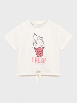 Mango Kids' Fresh Snoopy Cotton Tie T-Shirt, Natural White, Natural White
