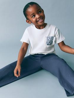 Mango Kids' Cotton Relaxed Fit Trousers, Navy - view 2, Navy