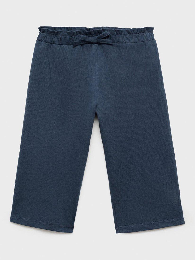 Product image 3 of 6, which shows Mango Kids' Cotton Relaxed Fit Trousers, Navy, 12-18 months