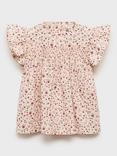 Mango Kids' Cotton Floral Button-Up Blouse, Pink