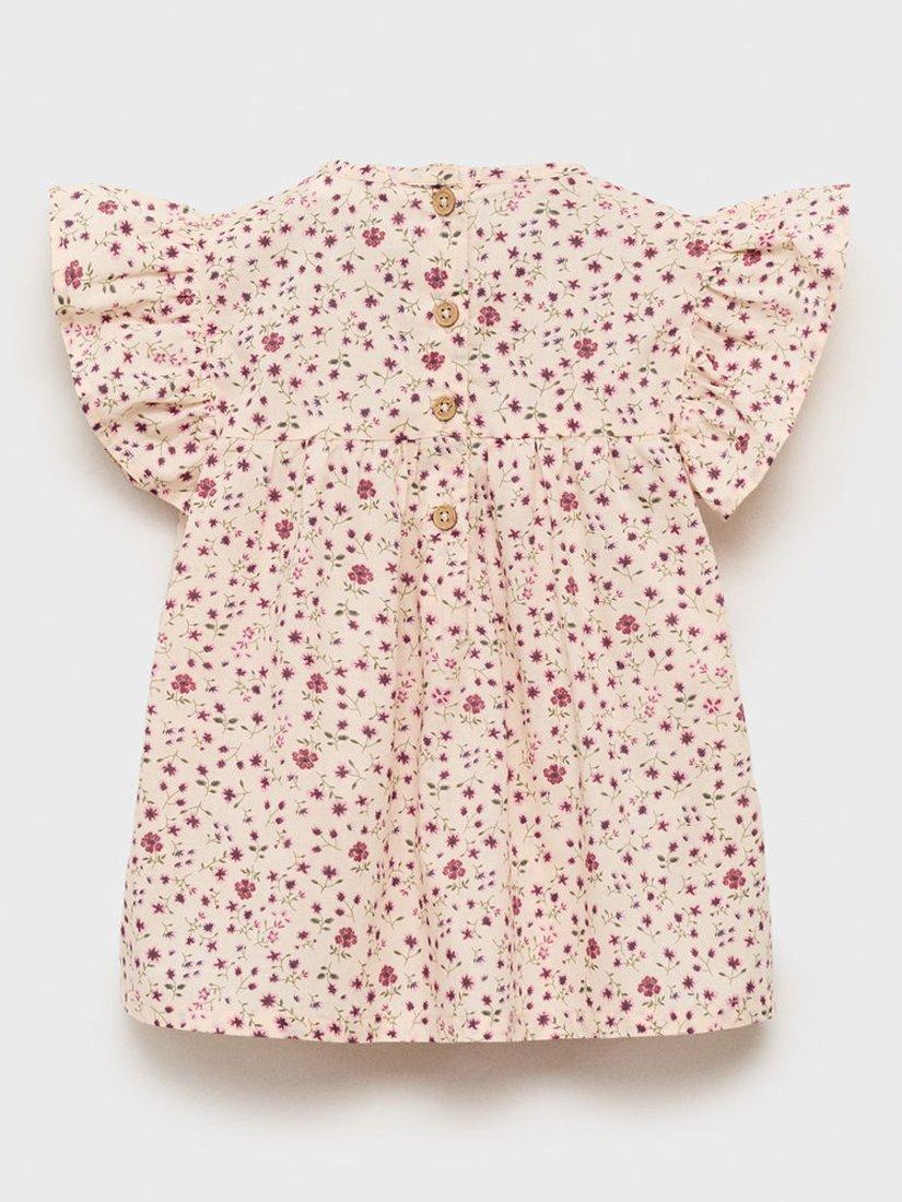 Product image 2 of 4, which shows Mango Kids' Cotton Floral Button-Up Blouse, Pink, 12-18 months