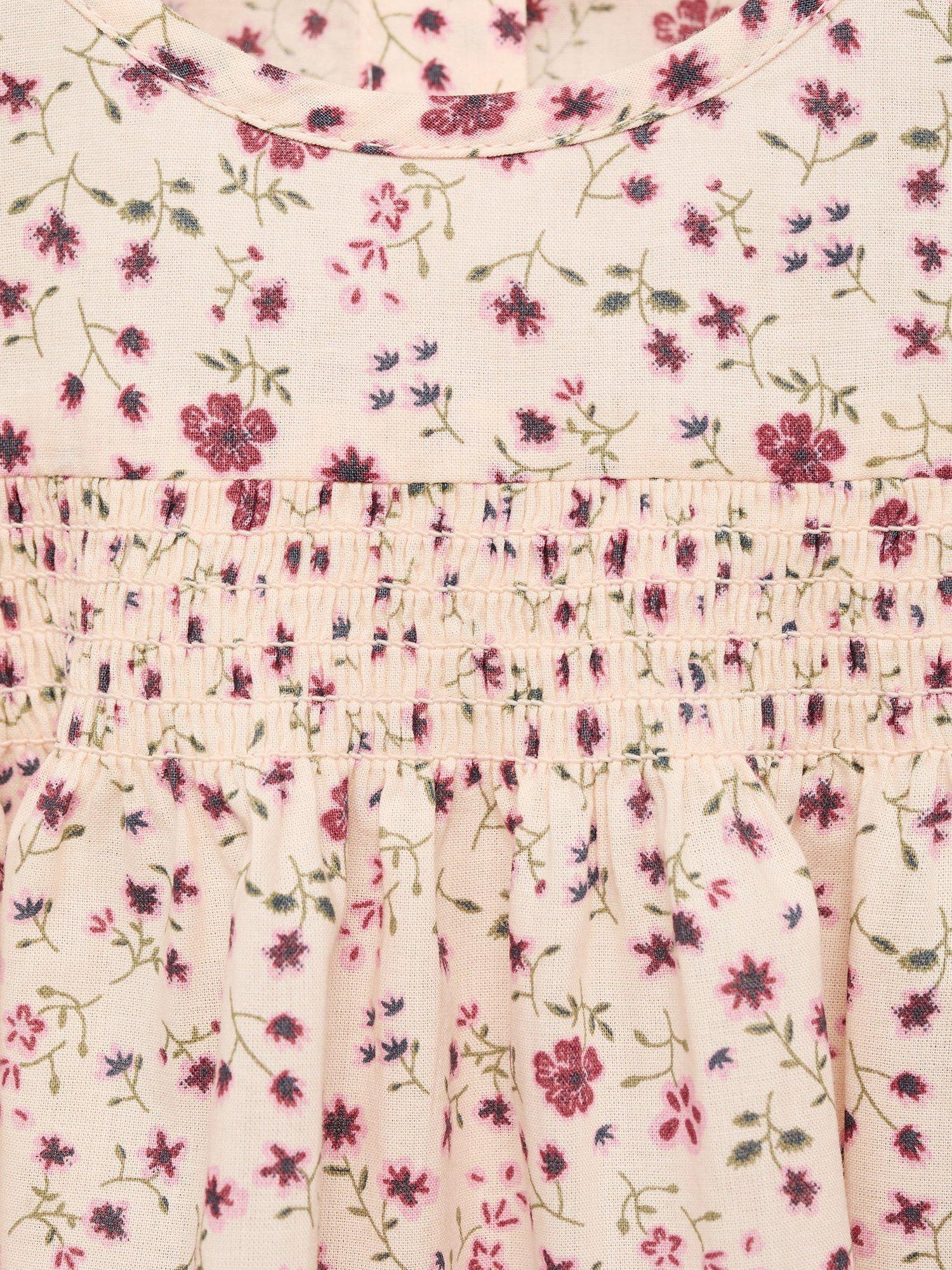 Product image 4 of 4, which shows Mango Kids' Cotton Floral Button-Up Blouse, Pink, 12-18 months