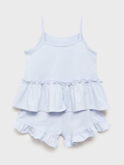 Mango Kids' Nubeb Cotton Pyjama Set, Pastel Blue - view 2, Pastel Blue