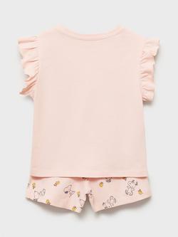 Mango Kids' Sweet Dreams Snoopy Cotton Shortie Pyjama Set, Pink - view 2, Pink