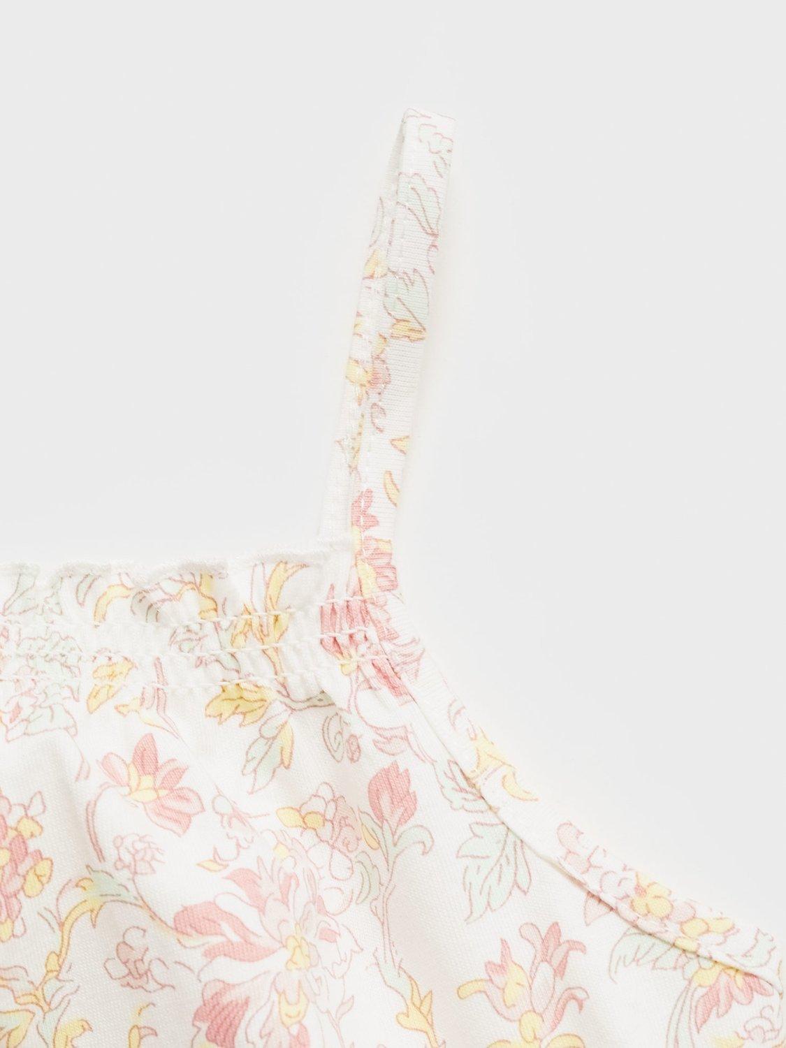 Product image 4 of 4, which shows Mango Kids' Teab Cotton Floral Shortie Pyjama Set, Pink, 12-18 months