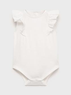 Mango Baby Cotton Frill Bodysuit, Natural White, Natural White