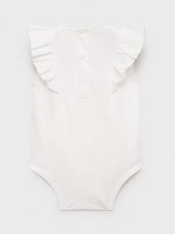 Mango Baby Cotton Frill Bodysuit, Natural White - view 2, Natural White