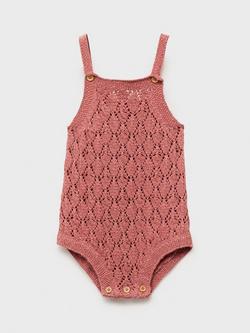 Mango Baby Tanger Open Knit Romper, Pink, Pink