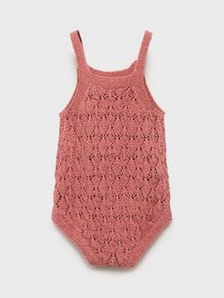 Mango Baby Tanger Open Knit Romper, Pink - view 2, Pink