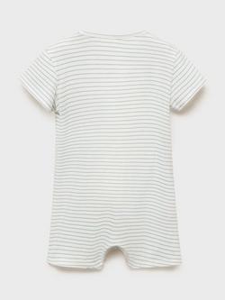Mango Baby Stripe Shortie Sleepsuit, Medium Blue - view 2, Medium Blue