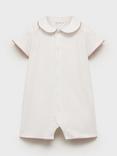 Mango Baby Contrast Trim Shortie Sleepsuit, Pink