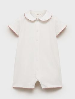 Mango Baby Contrast Trim Shortie Sleepsuit, Pink, Pink