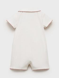 Mango Baby Contrast Trim Shortie Sleepsuit, Pink - view 2, Pink