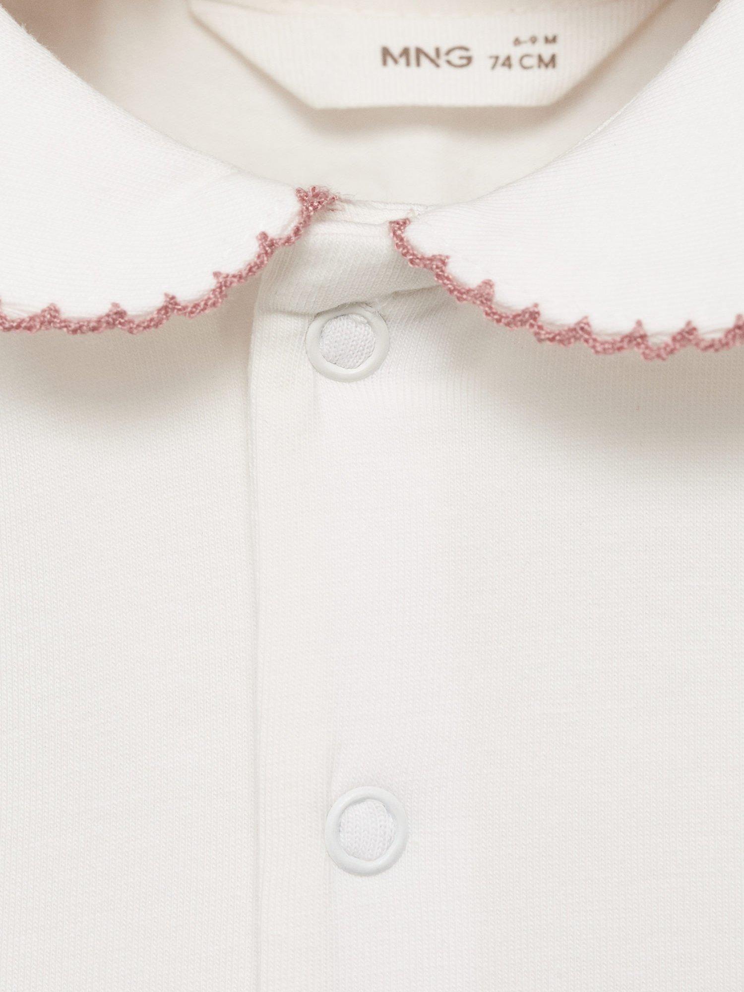 Product image 3 of 4, which shows Mango Baby Contrast Trim Shortie Sleepsuit, Pink, 1-3 months