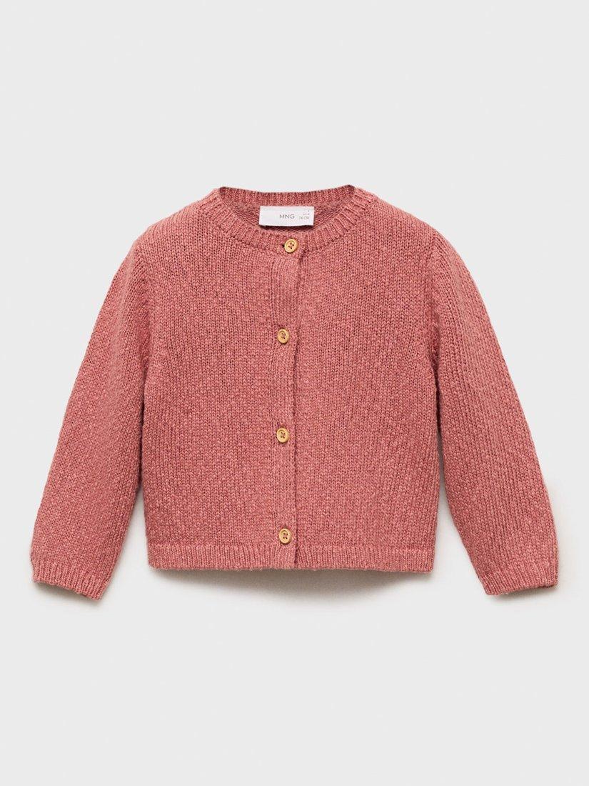 Product image 1 of 4, which shows Mango Baby Tetuan Cotton Blend Cardigan, Pink, 1-3 months