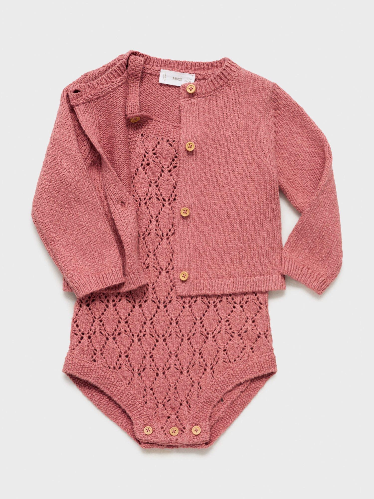 Product image 3 of 4, which shows Mango Baby Tetuan Cotton Blend Cardigan, Pink, 1-3 months