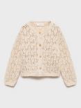 Mango Baby Fez Cotton Open Knit Cardigan, Lt Pastel Brown