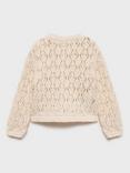 Mango Baby Fez Cotton Open Knit Cardigan, Lt Pastel Brown