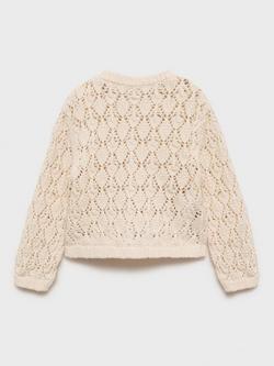 Mango Baby Fez Cotton Open Knit Cardigan, Lt Pastel Brown - view 2, Lt Pastel Brown