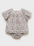 Mango Baby Azafran Cotton Floral Dress & Bloomers Set, Pink