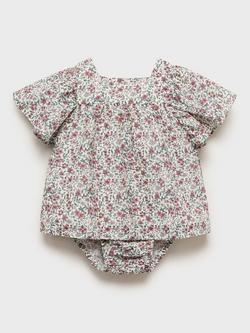 Mango Baby Azafran Cotton Floral Dress & Bloomers Set, Pink, Pink