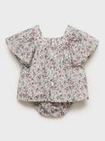 Mango Baby Azafran Cotton Floral Dress & Bloomers Set, Pink