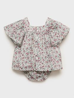 Mango Baby Azafran Cotton Floral Dress & Bloomers Set, Pink - view 2, Pink