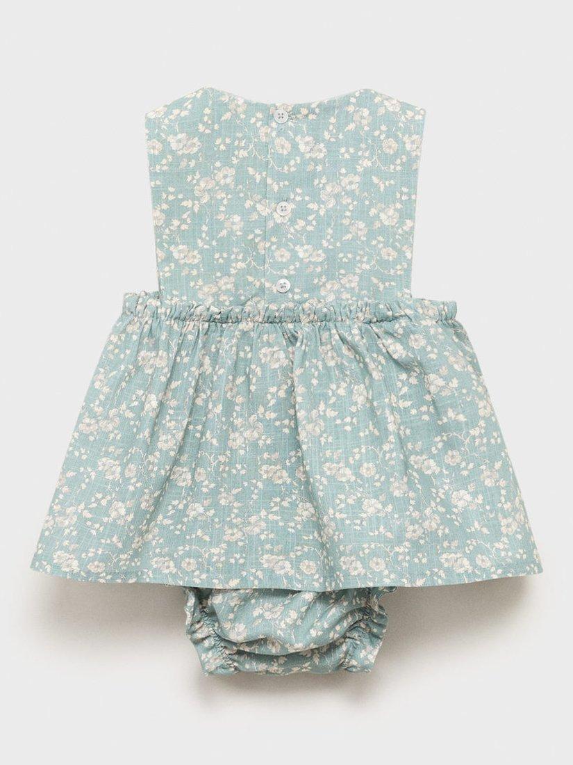 Product image 2 of 4, which shows Mango Baby Ginger Cotton Floral Dress & Bloomers Set, Green, 1-3 months