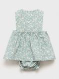 Mango Baby Ginger Cotton Floral Dress & Bloomers Set, Green