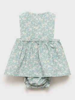 Mango Baby Ginger Cotton Floral Dress & Bloomers Set, Green - view 2, Green