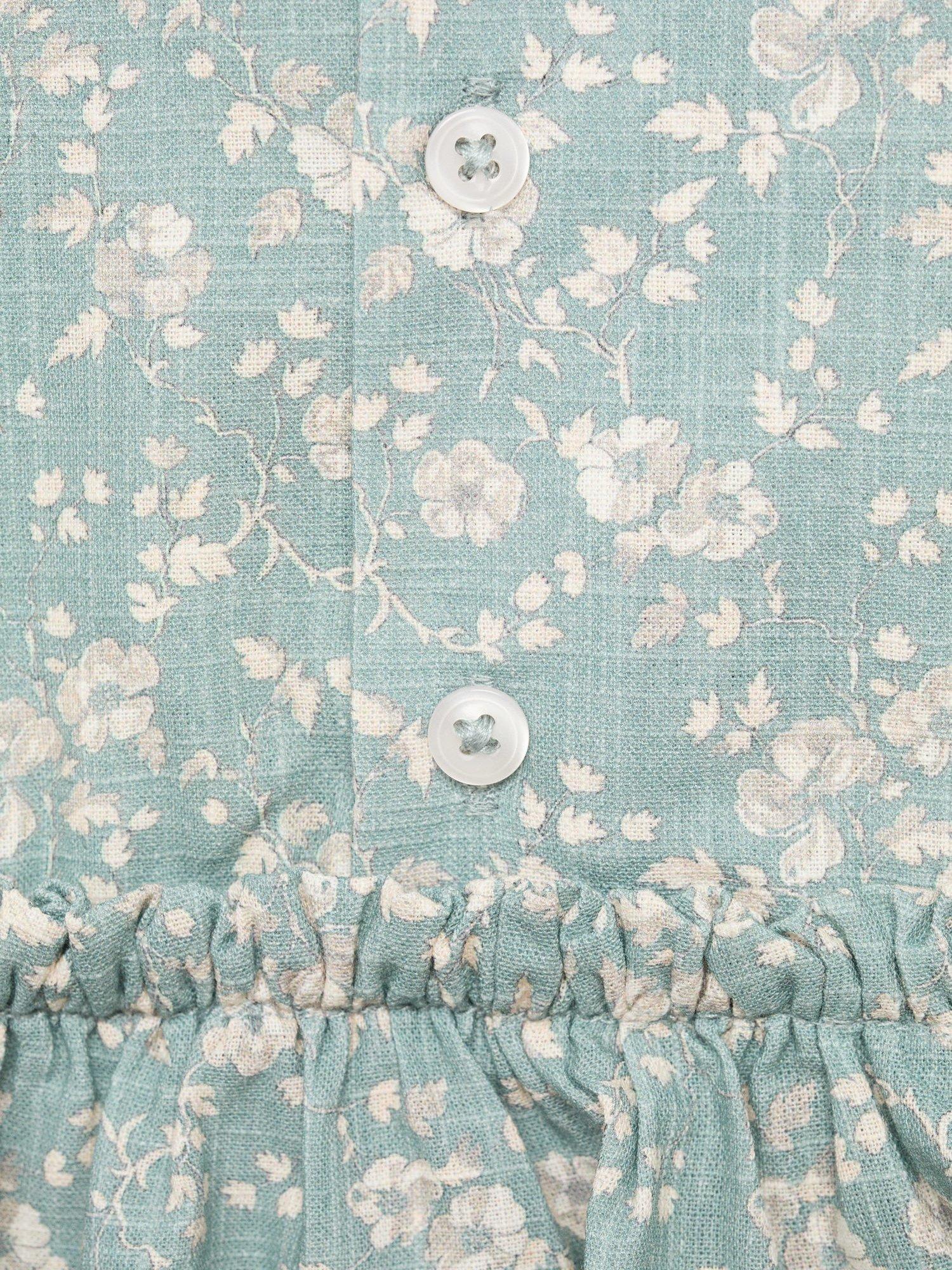 Product image 3 of 4, which shows Mango Baby Ginger Cotton Floral Dress & Bloomers Set, Green, 1-3 months