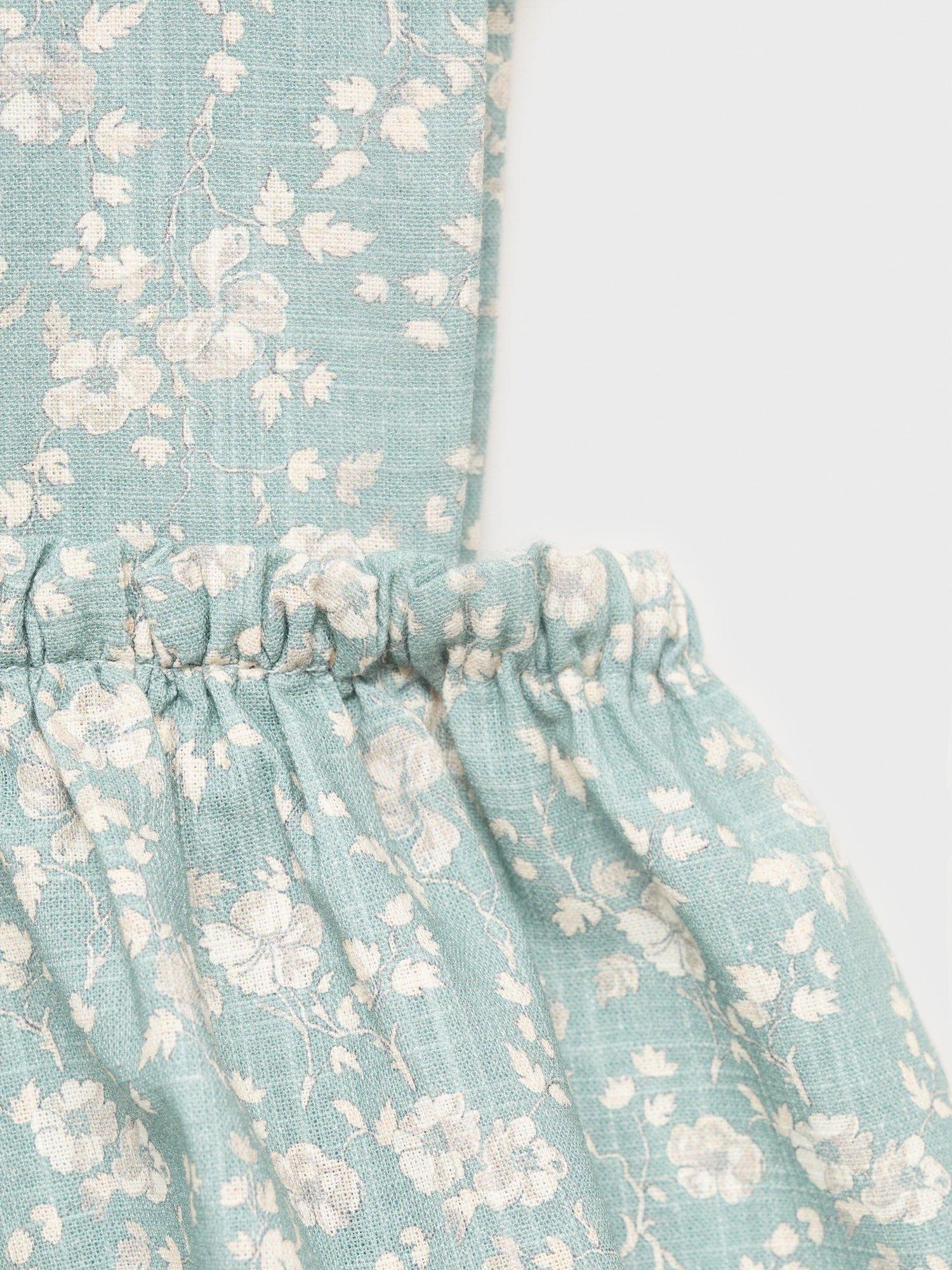 Product image 4 of 4, which shows Mango Baby Ginger Cotton Floral Dress & Bloomers Set, Green, 1-3 months