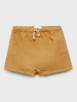 Mango Baby Curry Cotton-Linen Shorts, Medium Yellow, Medium Yellow
