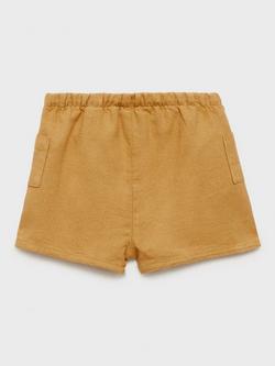 Mango Baby Curry Cotton-Linen Shorts, Medium Yellow - view 2, Medium Yellow