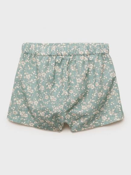 Mango Baby Ginger Cotton Floral Shorts, Green - view 2, Green