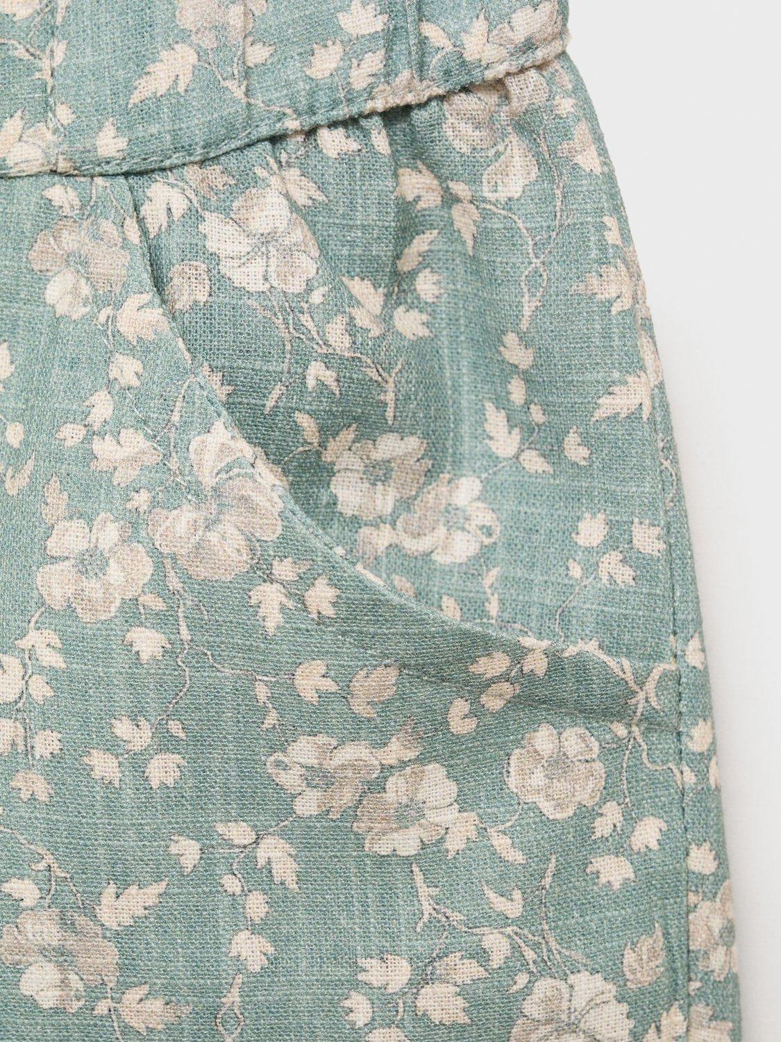 Product image 3 of 4, which shows Mango Baby Ginger Cotton Floral Shorts, Green, 1-3 months
