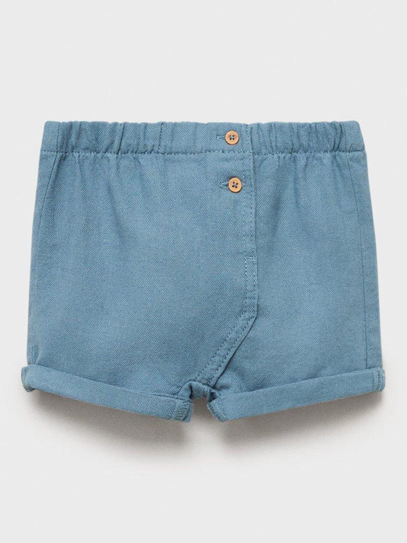 Product image 1 of 4, which shows Mango Baby Laurel Cotton Linen Blend Shorts, Green, 1-3 mths