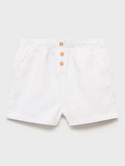Mango Baby Sal Cotton Linen Button Shorts, White, White