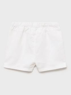 Mango Baby Sal Cotton Linen Button Shorts, White - view 2, White
