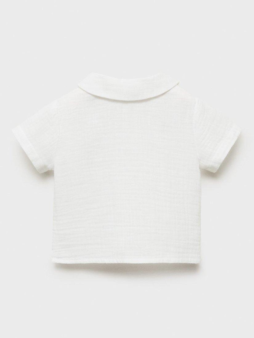 Product image 2 of 4, which shows Mango Kids' Cotton Hamlet Shirt, Natural White, 1-3 months