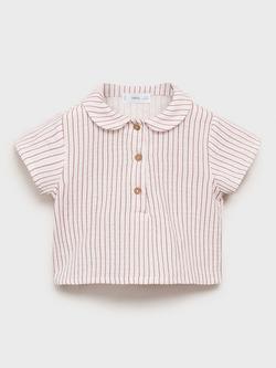 Mango Kids' Nuez Cotton Shirt, Pink, Pink