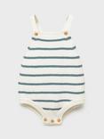 Mango Baby Beni Cotton Knit Stripe Romper Suit, Green
