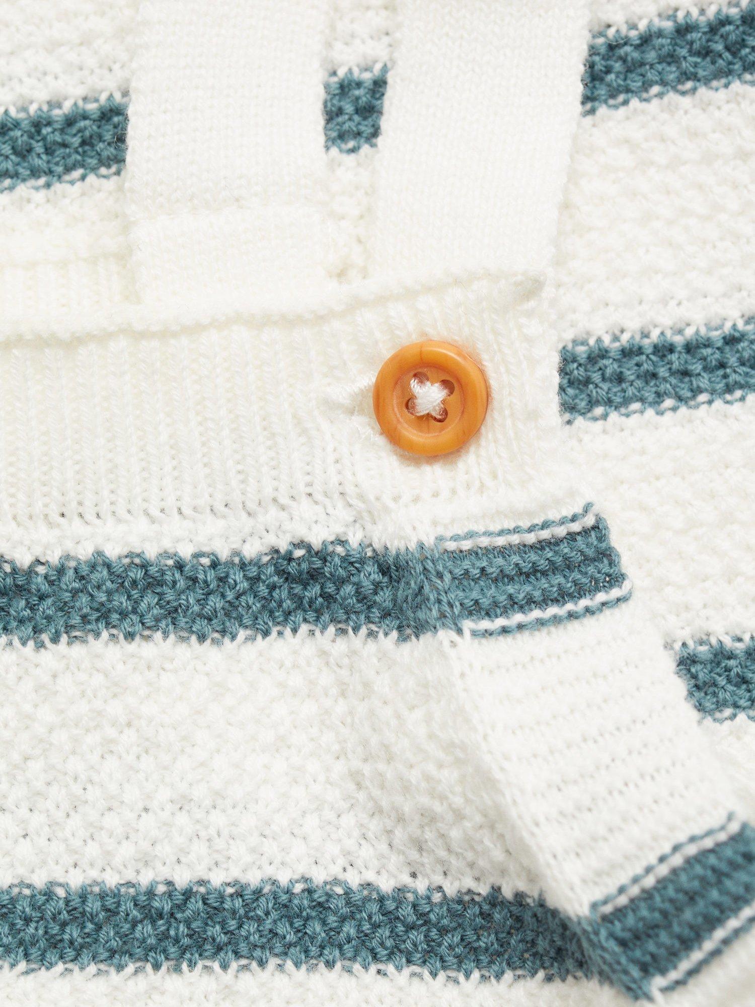 Product image 5 of 5, which shows Mango Baby Beni Cotton Knit Stripe Romper Suit, Green, 1-3 months