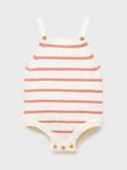 Mango Baby Beni Cotton Knit Stripe Romper Suit, Pink