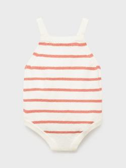 Mango Baby Beni Cotton Knit Stripe Romper Suit, Pink - view 2, Pink