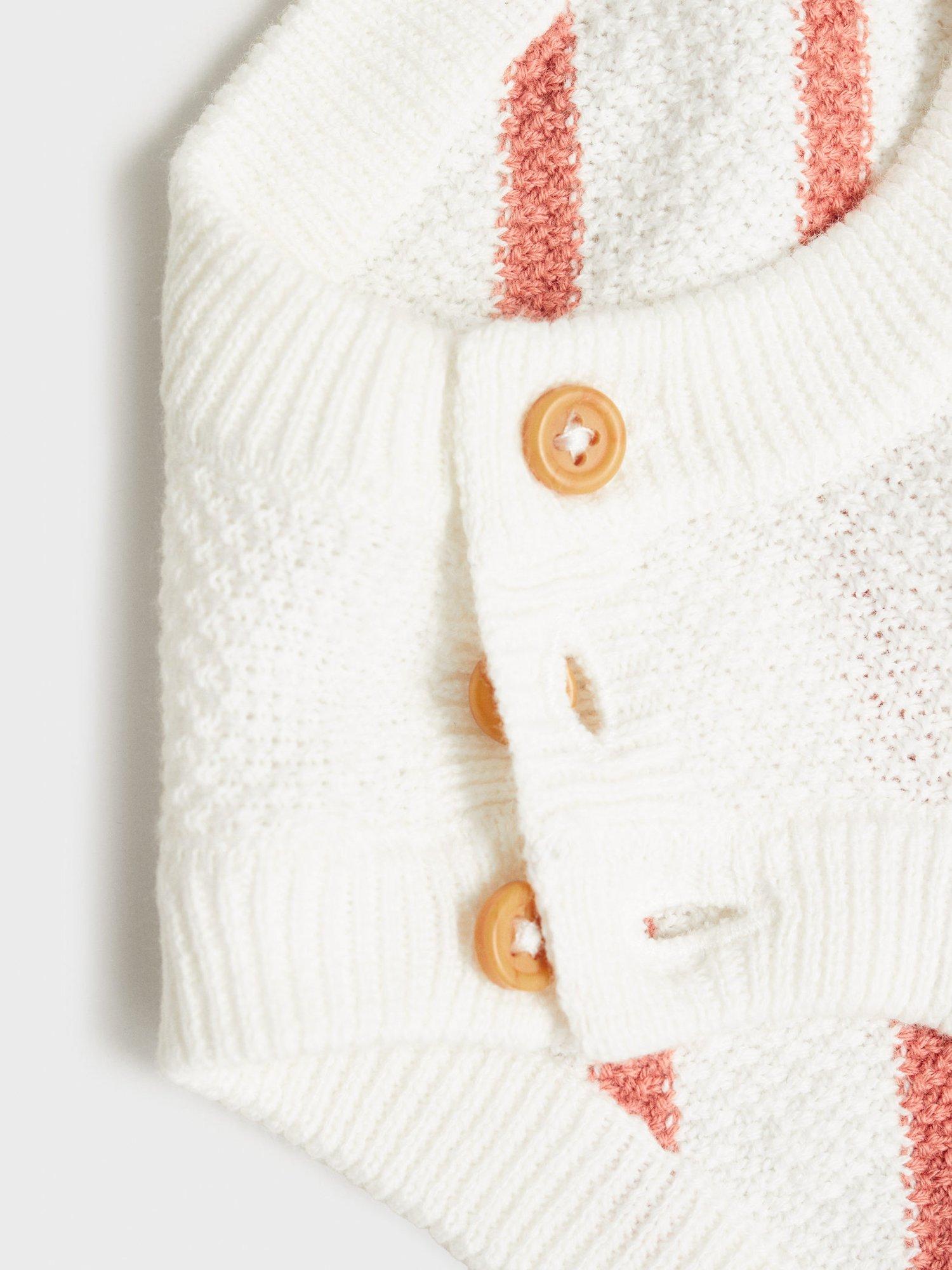 Product image 3 of 4, which shows Mango Baby Beni Cotton Knit Stripe Romper Suit, Pink, 1-3 months