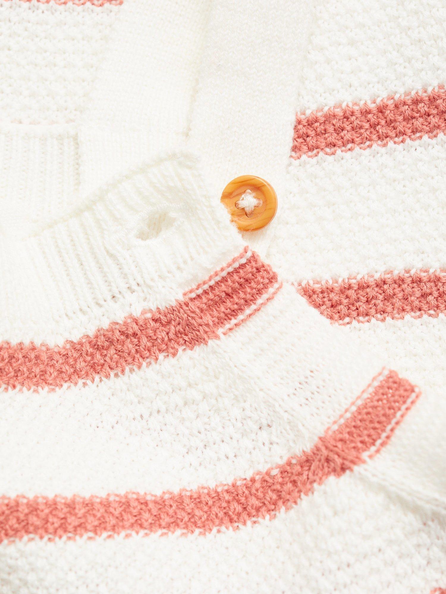 Product image 4 of 4, which shows Mango Baby Beni Cotton Knit Stripe Romper Suit, Pink, 1-3 months